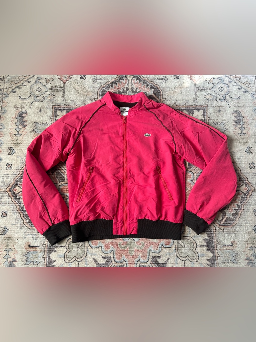 Lacoste Bomber Jacket in Pink and Brown - Size 42 (L)